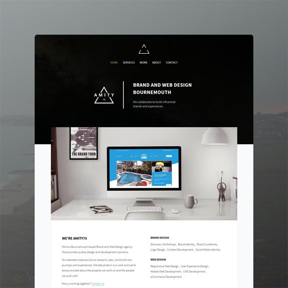 Amity75 Website Desktop View