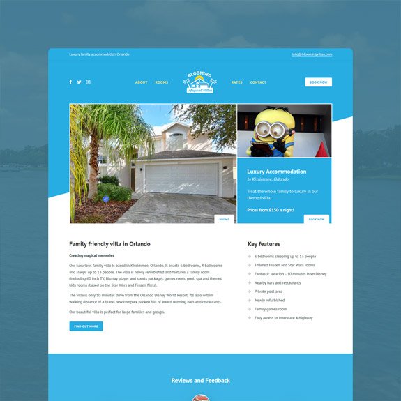 Blooming Magical Villas Website Desktop View